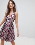Vila Metallic Jacquard Skater Dress - Brown