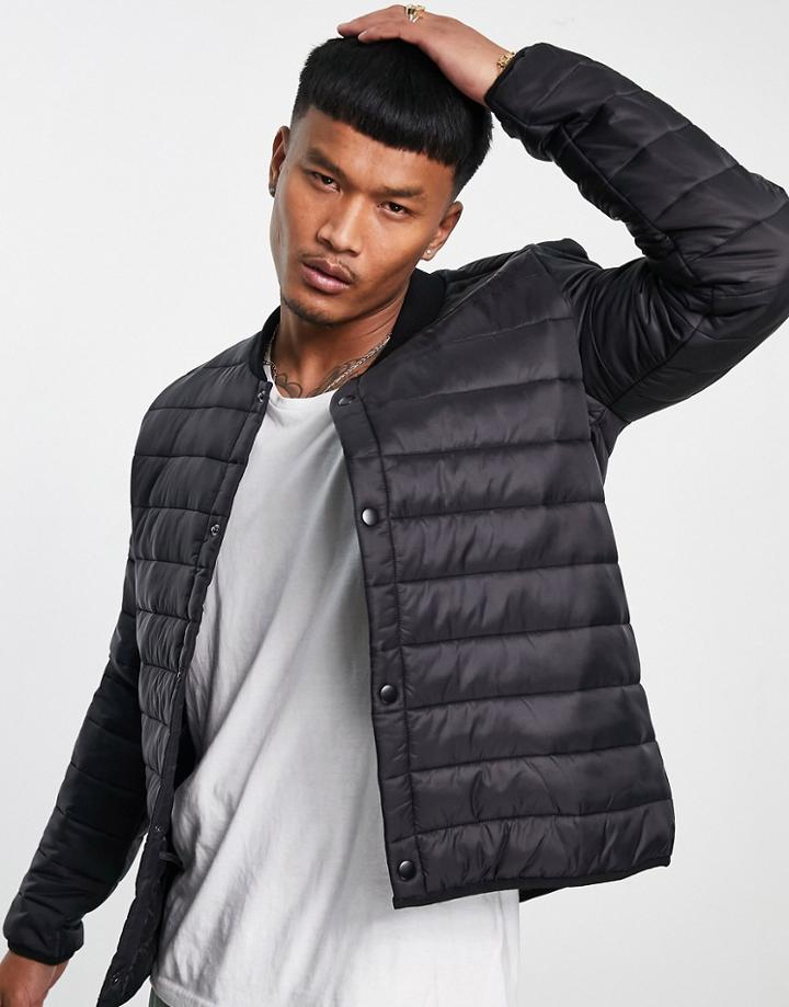 Asos Design Lightweight Puffer Jacket In Black