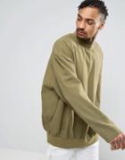 Asos Oversized Over The Head Shirt In Khaki - Green