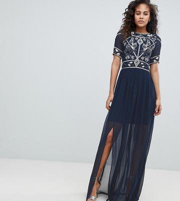 Frock And Frill Tall Embellished Top Maxi Dress - Navy