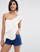 Vero Moda One Shoulder Ruffle Top - Ivory