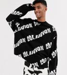 Collusion Oversized Long Sleeve T-shirt With Print-black