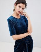 Y.a.s Velvur Rouched Velvet Top - Navy