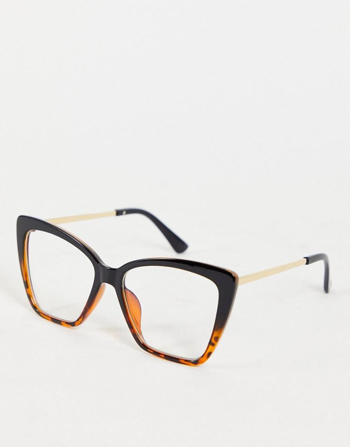 My Accessories Oversized Cat Eye Blue Light Glasses With Black And Tort Frame