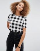 Asos T-shirt In Crop Fit And Check Print - Multi