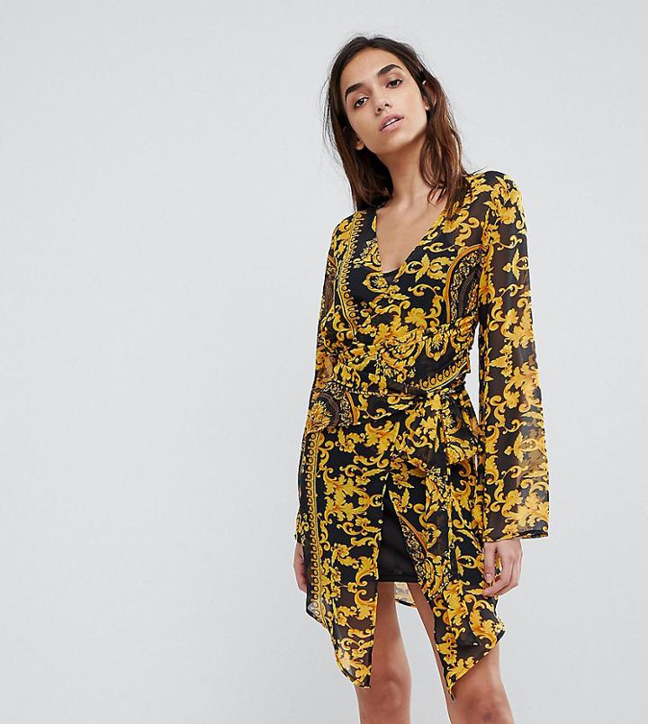 Missguided Print Shirt Dress - Gold