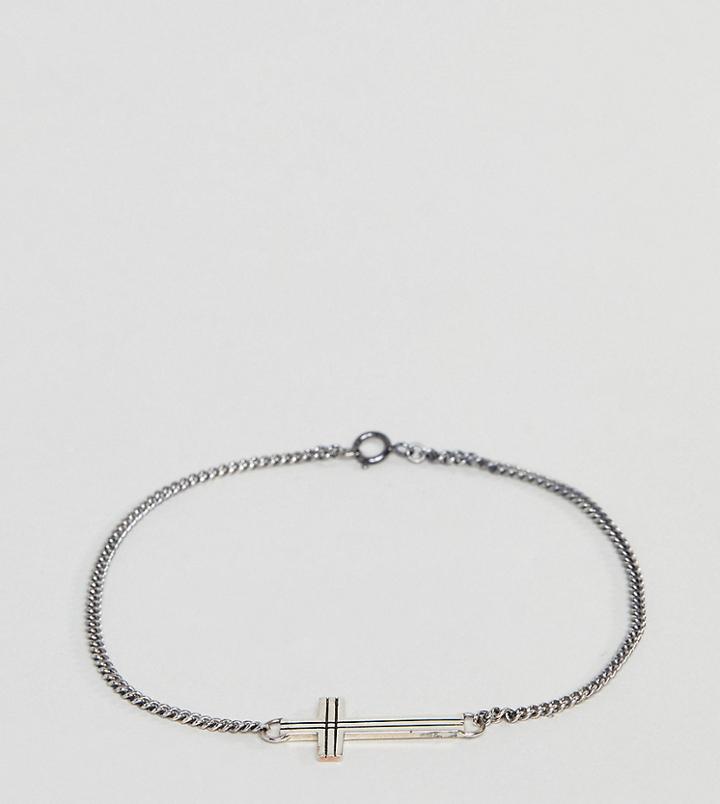 Reclaimed Vintage Inspired Chain Bracelet With Cross Charm In Sterling Silver Exclusive To Asos - Silver