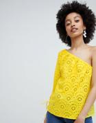 Only Broderie One Shoulder Top - Yellow