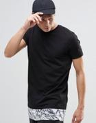 Asos Super Longline T-shirt With Cracked Marble Print Hem Extender - Black