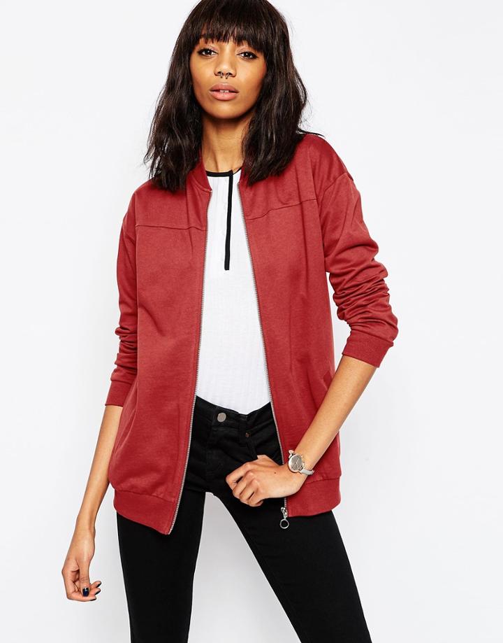 Asos Longline Bomber In Jersey - New Ox