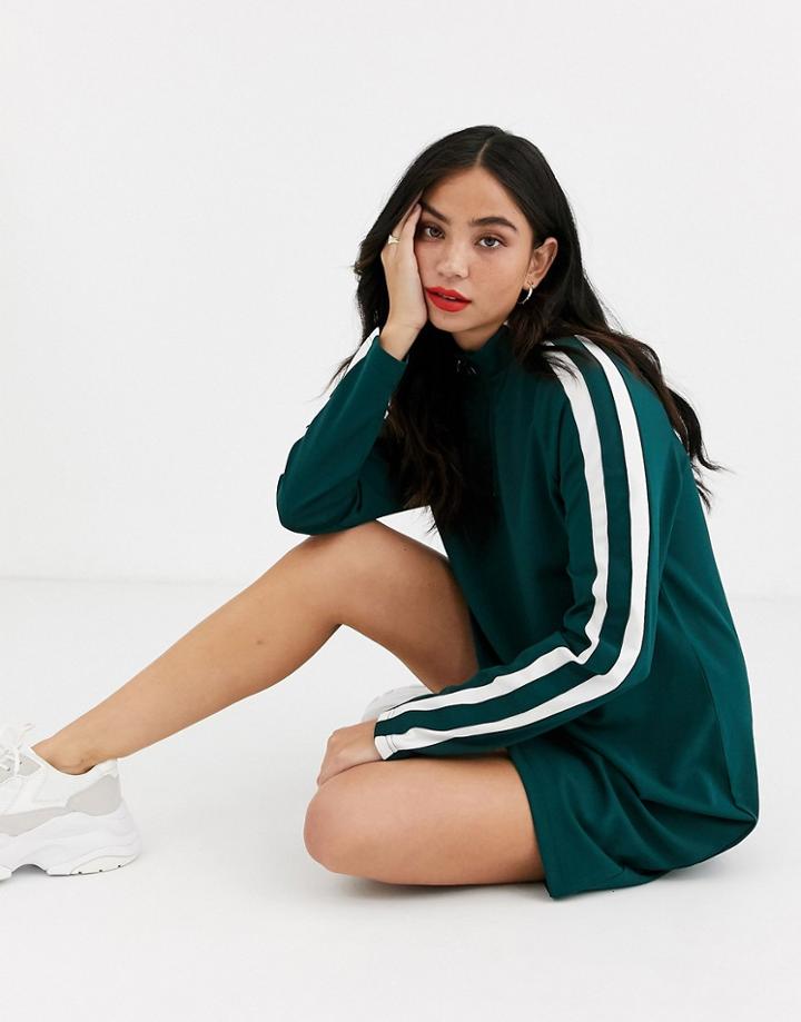 Jdy Long Sleeve Funnel Neck Zip Dress-green