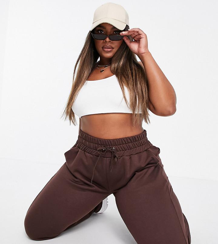 Asos Design Curve Sets Oversized Sweatpants In Chocolate-brown