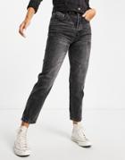Stradivarius Cotton Mom Fit Vintage Jean In Gray Wash - Gray-grey