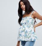 Asos Design Maternity Exclusive Shirred Smock Cami In Floral - Multi