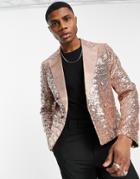 Devils Advocate Double Breasted Embellished Boxy Fit Blazer With Wide Lapels-silver