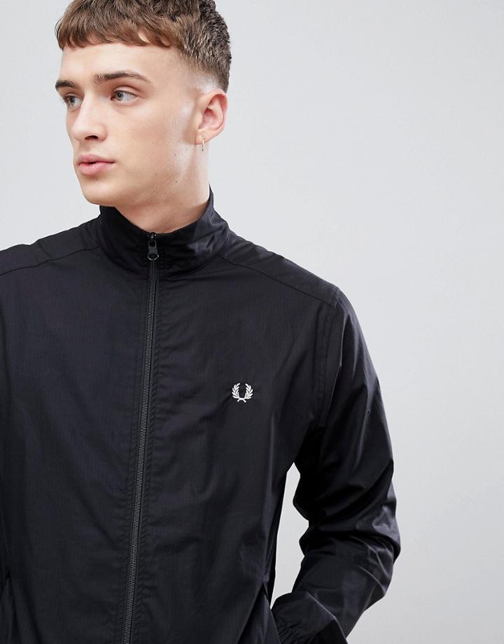 Fred Perry Woven Zip Through Jacket In Black - Black
