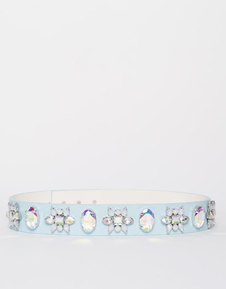 Asos Opal Embellished Waist Belt - Mint