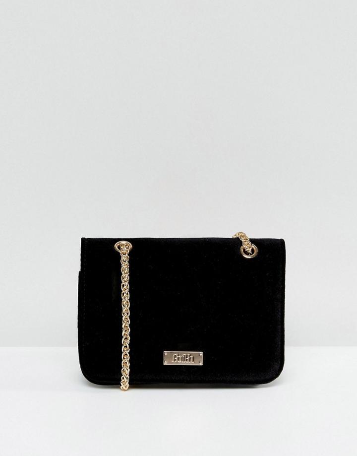 Faith Black Velvet Mini Cross Body Bag - Black