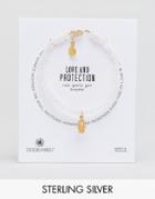 Dogeared Gold Plated Love And Protection Heart Hamsa Soothing Rose Quartz Bracelet - Pink