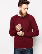 Asos Lambswool Rich Crew Neck Sweater - Burgandy