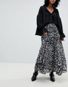 Religion Maxi Skirt In Animal Print - Black