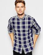 Asos Check Shirt In Long Sleeve - Blue