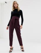 Asos Design High Waist Balloon Tapered Pants - Red