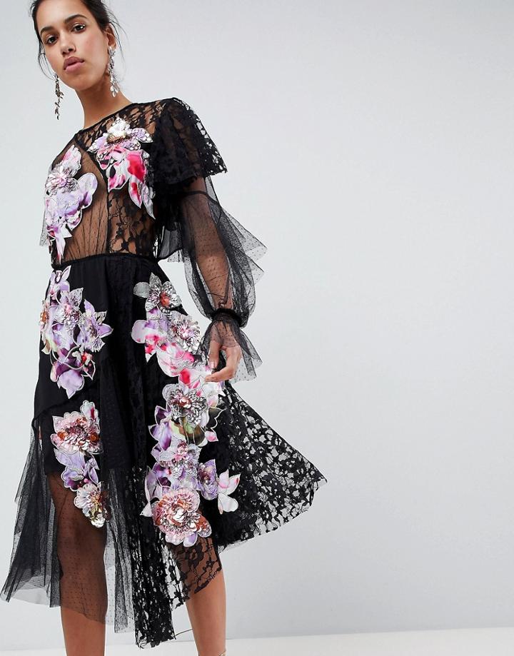 Asos Edition Deconstructed Patchwork Dress - Black