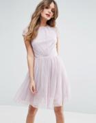 Asos Premium Lace Tulle Mini Prom Dress - Purple