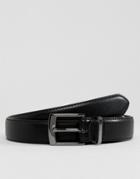 Asos Smart Slim Belt With Dark Green Contrast Internal & Metal Keeper - Black
