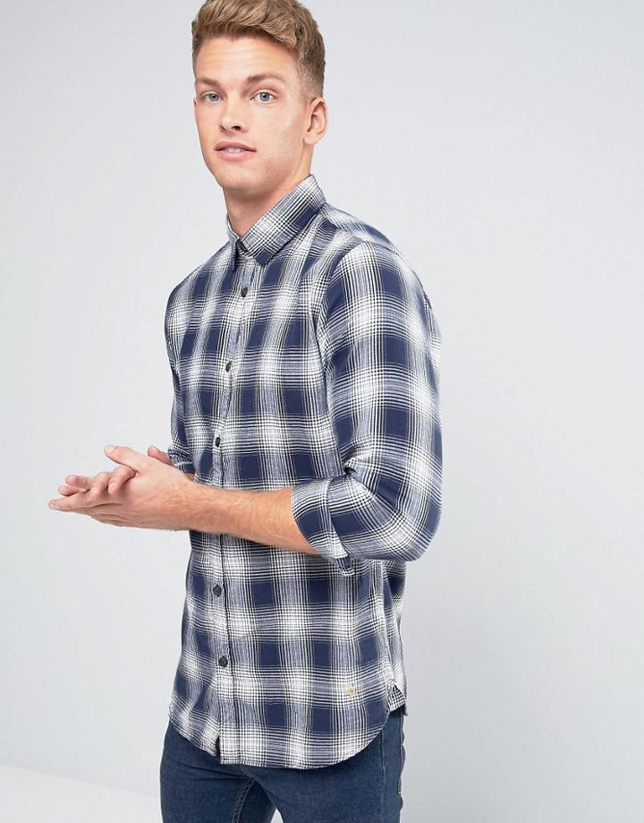 Jack & Jones Originals Checked Shirt In Slim Fit - Navy