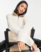 French Connection Lana Knit Half Zip Pull Over Sweater In Oatmeal-neutral