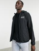 Armani Ea7 Zip Through Hooded Bomber Jacket With Contrast Details In Black