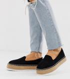 Asos Design Wide Fit Jenna Suede Espadrilles-black