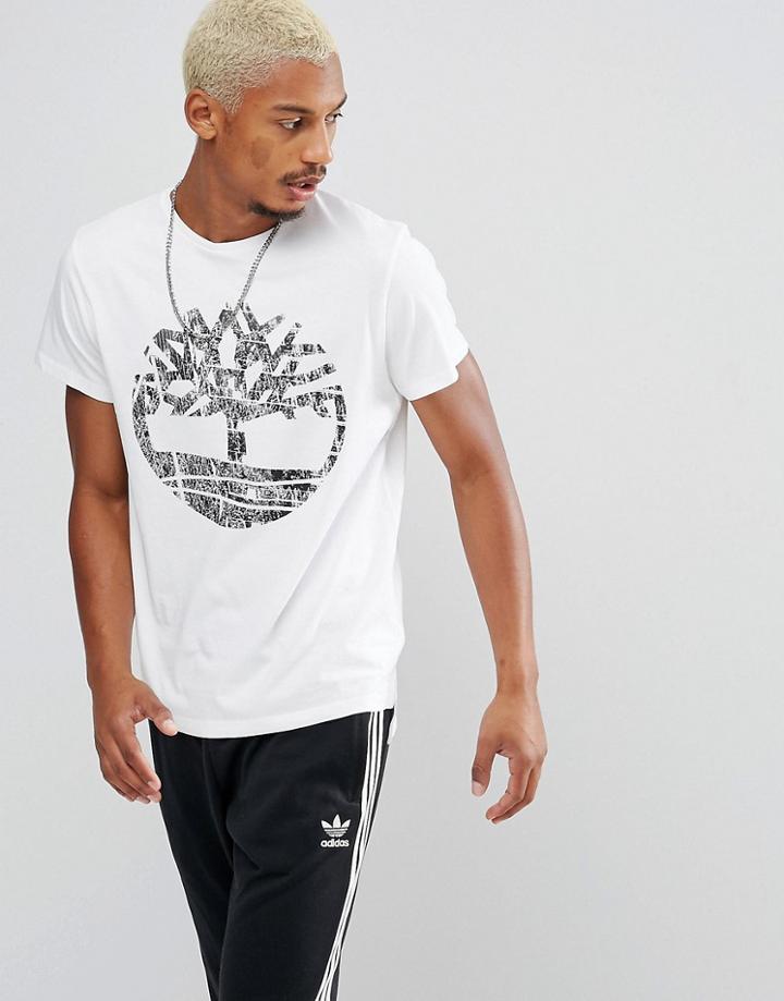 Timberland Scratch Tree Logo T-shirt In White - White