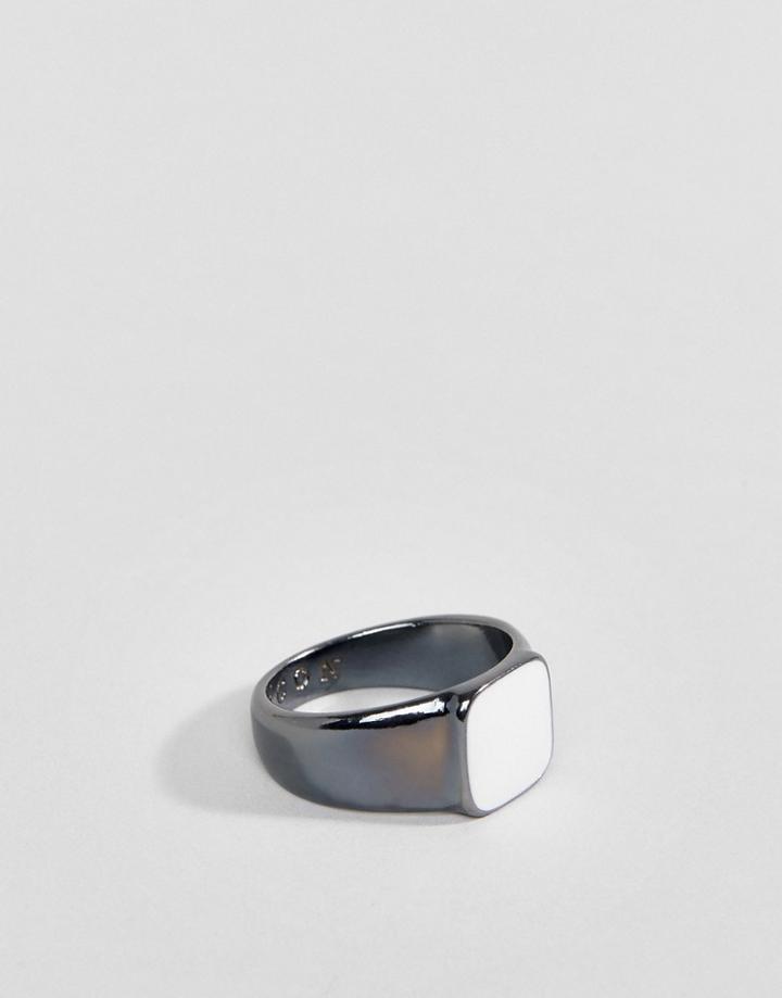 Icon Brand Silver & White Signet Ring - Silver