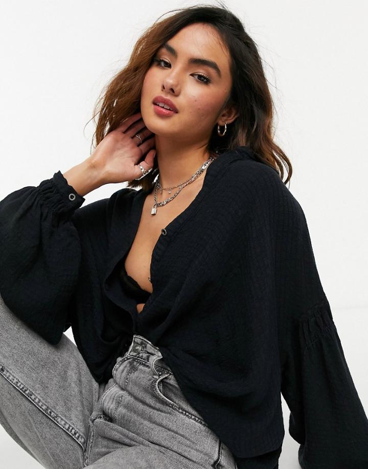 Free People Rockaway Shirt-black