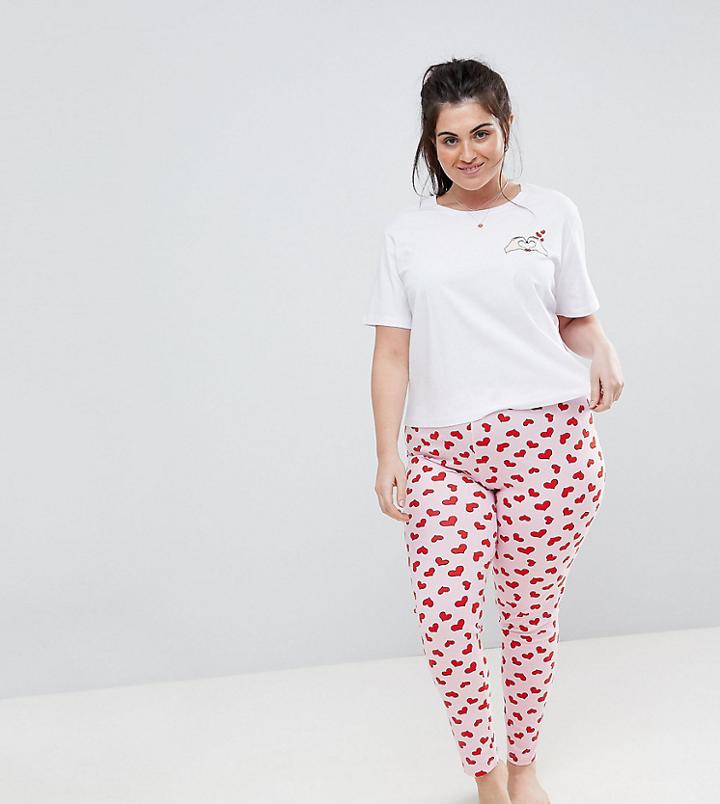 Asos Curve Love Heart Big Hands Legging Set - Multi
