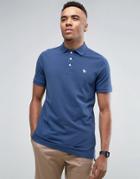Abercrombie & Fitch Pique Polo Stretch Slim Fit Icon Logo In Blue - Blue