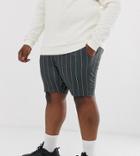 Asos Design Plus Jersey Skinny Shorts In Pinstripe - Gray