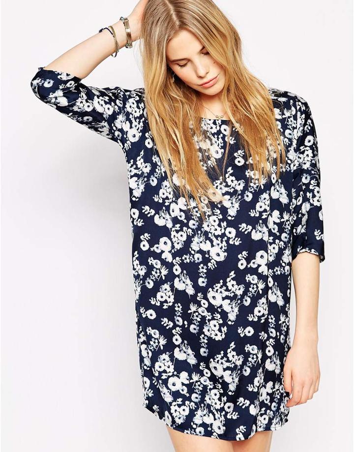 Pepe Jeans Kelly Long Sleeve Floral Print Shift Dress