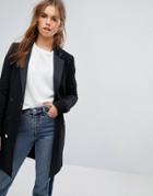Bershka Double Breasted Longline Blazer - Black
