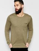 Asos Sweater In Cotton With Button Pocket - Khaki