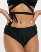 Ivory Rose Fuller Bust Mix & Match High Waist Bikini Bottom In Black