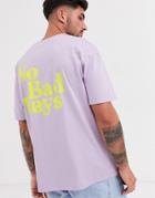 Jack & Jones Originals Oversize Fit Back Print Slogan T-shirt In Lilac-purple
