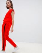 Ichi Sport Stripe Jumpsuit - Red