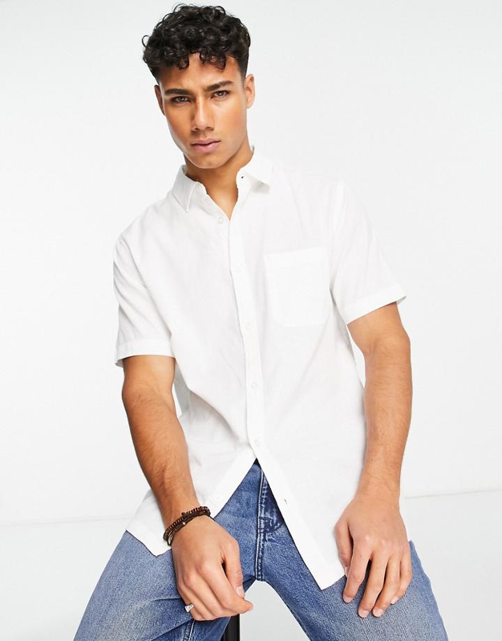 Brave Soul Short Sleeve Pocket Shirt In White