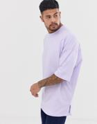 Asos Design Oversized T-shirt With Side Split In Purple