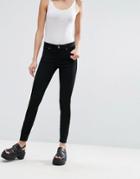 Asos Lisbon Mid Rise Skinny Jeans In Clean Black In Ankle Grazer Length - Black