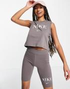 Nike Essential Retro Tank Top In Cave Stone Gray